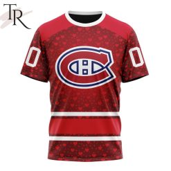 NHL Montreal Canadiens Custom Name Number Valentine Gift T-Shirt