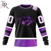 NHL Nashville Predators Custom Name Number Black Hockey Fights Cancer Sweatshirt