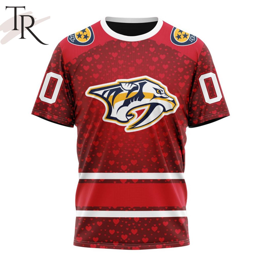 NHL Nashville Predators Custom Name Number Valentine Gift T-Shirt
