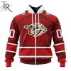 NHL Nashville Predators Custom Name Number Valentine Gift Zip Up Hoodie