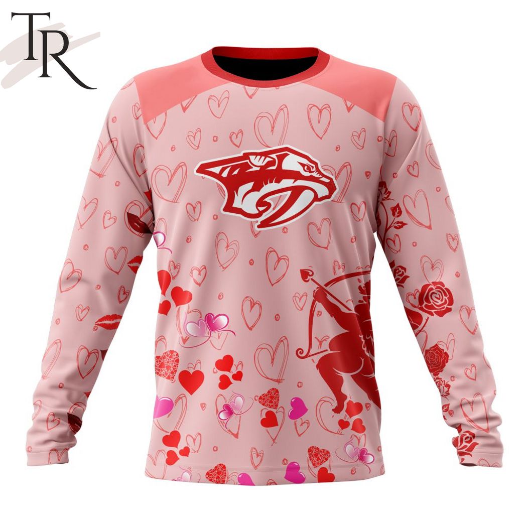 NHL Nashville Predators Custom Name x2 Date Valentine Sweatshirt