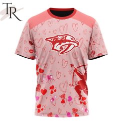 NHL Nashville Predators Custom Name x2 Date Valentine T-Shirt