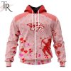 NHL Nashville Predators Custom Name x2 Date Valentine Zip Up Hoodie