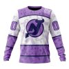 NHL New Jersey Devils Custom Name Number Lavender Hockey Fights Cancer Sweatshirt