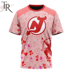 NHL New Jersey Devils Custom Name x2 Date Valentine T-Shirt