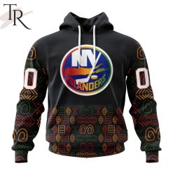 NHL New York Islanders Custom Name Number Black History Month Pullover Hoodie