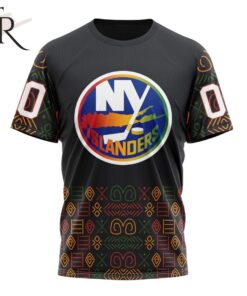 NHL New York Islanders Custom Name Number Black History Month T-Shirt