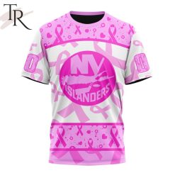 NHL New York Islanders Custom Name Number Breast Cancer Awareness Month T-Shirt