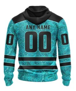 Alternative view of NHL New York Islanders Custom Name Number Fight Ovarian Cancer Zip Up Hoodie