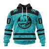 NHL New York Islanders Custom Name Number Fight Ovarian Cancer Pullover Hoodie