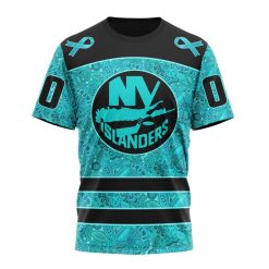 NHL New York Islanders Custom Name Number Fight Ovarian Cancer T-Shirt