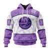 NHL New York Islanders Custom Name Number Lavender Hockey Fights Cancer Pullover Hoodie