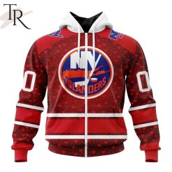 NHL New York Islanders Custom Name Number Valentine Gift Zip Up Hoodie