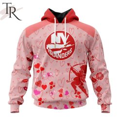 NHL New York Islanders Custom Name x2 Date Valentine Pullover Hoodie