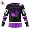 NHL New York Rangers Custom Name Number Black Hockey Fights Cancer Sweatshirt
