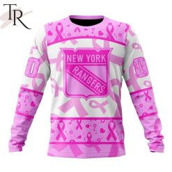NHL New York Rangers Custom Name Number Breast Cancer Awareness Month Sweatshirt