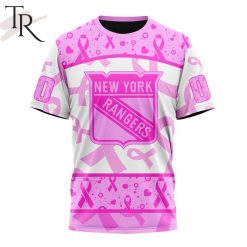 NHL New York Rangers Custom Name Number Breast Cancer Awareness Month T-Shirt