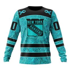 NHL New York Rangers Custom Name Number Fight Ovarian Cancer Sweatshirt