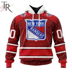 NHL New York Rangers Custom Name Number Valentine Gift Pullover Hoodie