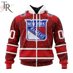 NHL New York Rangers Custom Name Number Valentine Gift Zip Up Hoodie