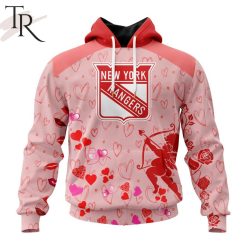 NHL New York Rangers Custom Name x2 Date Valentine Pullover Hoodie