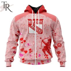 NHL New York Rangers Custom Name x2 Date Valentine Zip Up Hoodie