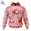 NHL Ottawa Senators Custom Name x2 Date Valentine Zip Up Hoodie