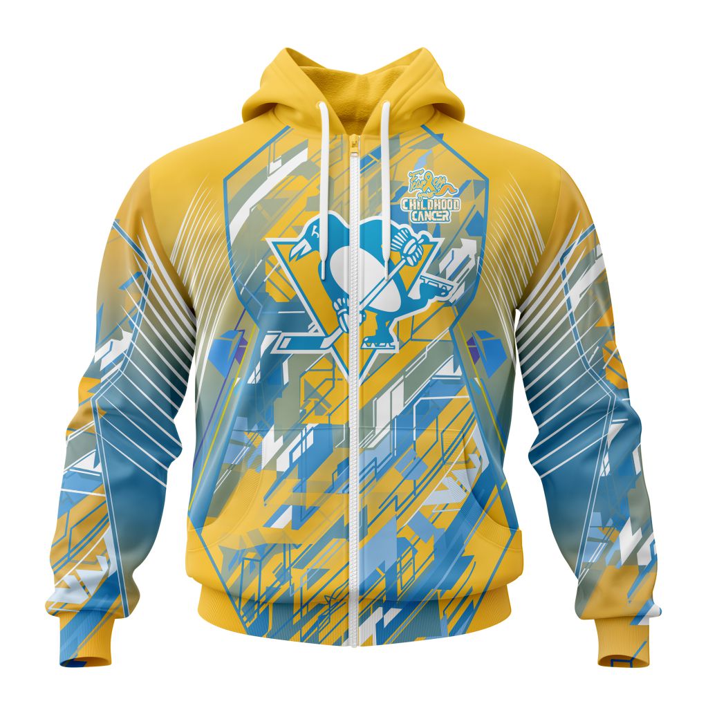 NHL Pittsburgh Penguins Against Childhood Cancer Zip Up Hoodie