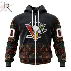 NHL Pittsburgh Penguins Custom Name Number Black History Month Zip Up Hoodie