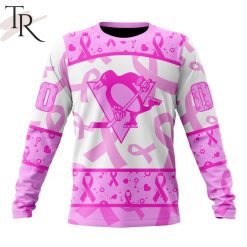 NHL Pittsburgh Penguins Custom Name Number Breast Cancer Awareness Month Sweatshirt