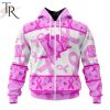 NHL Pittsburgh Penguins Custom Name Number Breast Cancer Awareness Month Zip Up Hoodie
