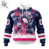 NHL Pittsburgh Penguins Custom Name Number Fight Breast Cancer Tie Dye Pullover Hoodie