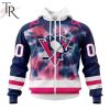 NHL Pittsburgh Penguins Custom Name Number Fight Breast Cancer Tie Dye Zip Up Hoodie