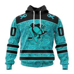 NHL Pittsburgh Penguins Custom Name Number Fight Ovarian Cancer Pullover Hoodie
