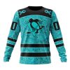 NHL Pittsburgh Penguins Custom Name Number Fight Ovarian Cancer Sweatshirt