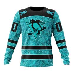 NHL Pittsburgh Penguins Custom Name Number Fight Ovarian Cancer Sweatshirt