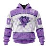 NHL Pittsburgh Penguins Custom Name Number Lavender Hockey Fights Cancer Pullover Hoodie