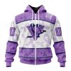 NHL Pittsburgh Penguins Custom Name Number Lavender Hockey Fights Cancer Zip Up Hoodie