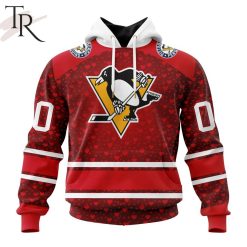 NHL Pittsburgh Penguins Custom Name Number Valentine Gift Pullover Hoodie