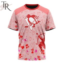 NHL Pittsburgh Penguins Custom Name x2 Date Valentine T-Shirt