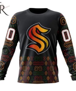 NHL Seattle Kraken Custom Name Number Black History Month Sweatshirt
