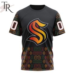 NHL Seattle Kraken Custom Name Number Black History Month T-Shirt