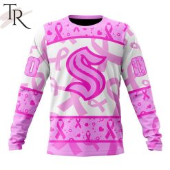NHL Seattle Kraken Custom Name Number Breast Cancer Awareness Month Sweatshirt