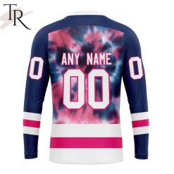 Alternative view of NHL Seattle Kraken Custom Name Number Fight Breast Cancer Tie Dye Sweatshirt