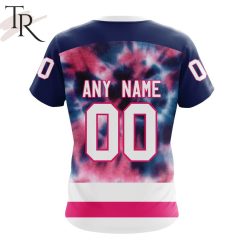 Alternative view of NHL Seattle Kraken Custom Name Number Fight Breast Cancer Tie Dye T-Shirt