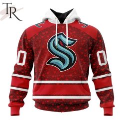 NHL Seattle Kraken Custom Name Number Valentine Gift Pullover Hoodie