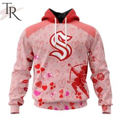 NHL Seattle Kraken Custom Name x2 Date Valentine Pullover Hoodie