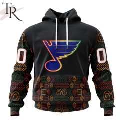 NHL St. Louis Blues Custom Name Number Black History Month Pullover Hoodie