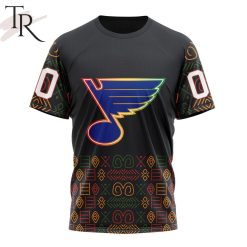 NHL St. Louis Blues Custom Name Number Black History Month T-Shirt