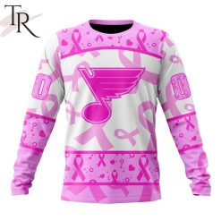 NHL St. Louis Blues Custom Name Number Breast Cancer Awareness Month Sweatshirt